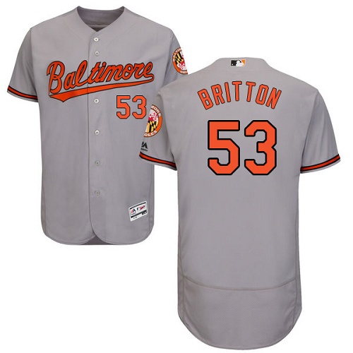 Orioles #53 Zach Britton Grey Flexbase Authentic Collection Stitched MLB Jersey - Click Image to Close